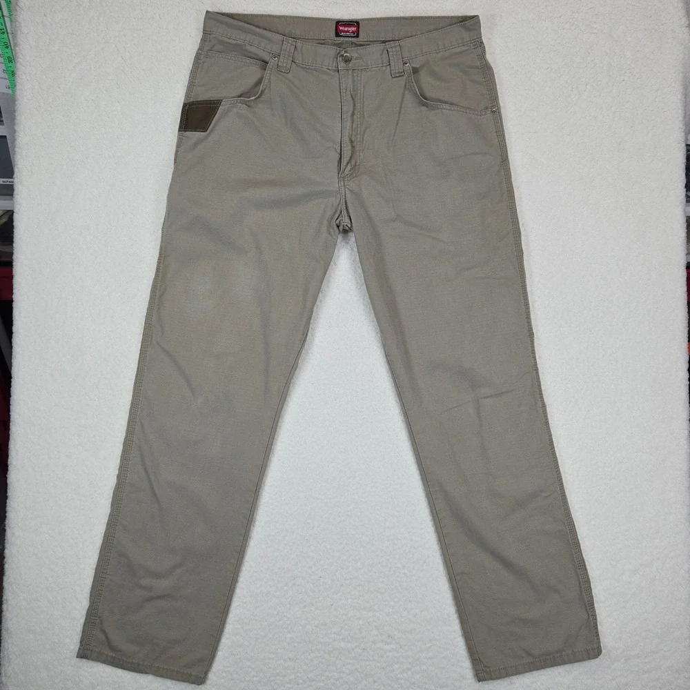 Wrangler Workwear Pants Mens 38x32 Khaki Tan Ripstop Utility Carpenter Trousers